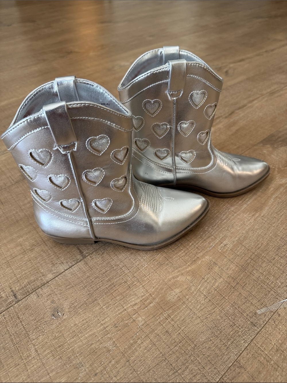 Tucker + Tate Silver Heart Cowgirl Boots - Metallic Western Style